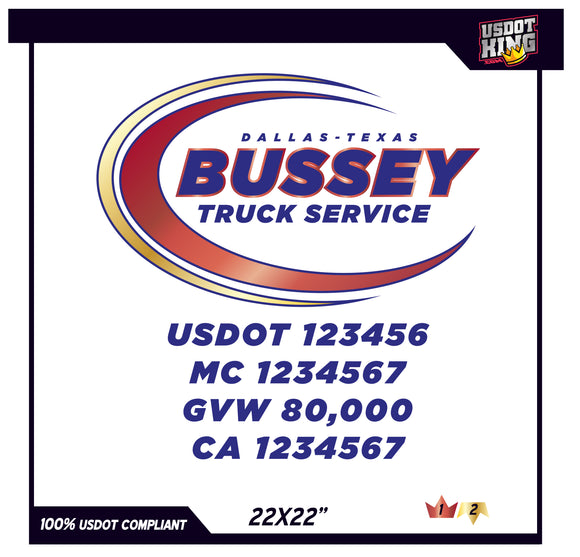 USDOT TRUCK DOOR DECAL TEMPLATE