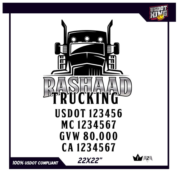 USDOT TRUCK DOOR DECAL TEMPLATE