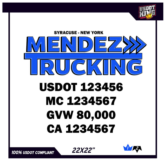 USDOT TRUCK DOOR DECAL TEMPLATE