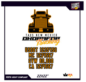 TWO DOOR USDOT TRUCK DOOR DECAL TEMPLATE