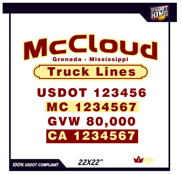 USDOT Company Truck Door Template