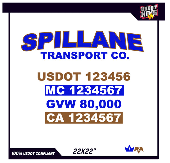 USDOT Company Truck Door Template