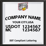 arched company name with usdot mc lettering decal