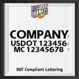 company truck door decal with usdot mc lettering