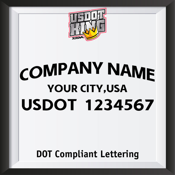 company name, origin and usdot lettering decal