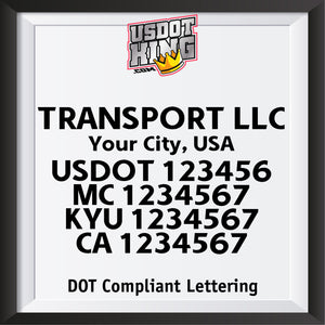 transport company location usdot mc kyu ca number decal