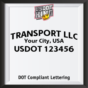 arched transport company name with usdot and location decal