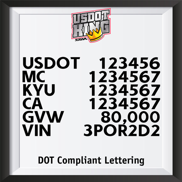 justified usdot mc kyu ca gvw vin decal