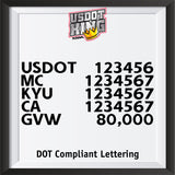 usdot mc kyu ca gvw lettering decal