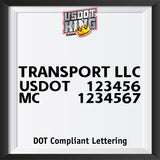 transport name with usdot mc lettering decal