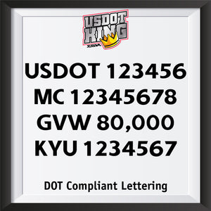 4 line usdot mc gvw kyu lettering decal