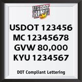 4 line usdot mc gvw kyu lettering decal