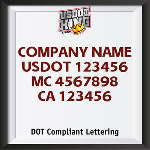 company name, usdot mc ca number decal sticker