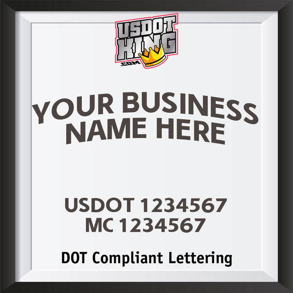 arched business name with usdot mc lettering decal