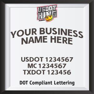 arched business name with usdot mc txdot lettering