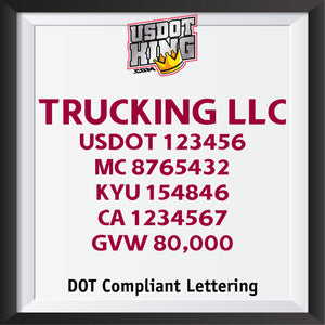 trucking usdot mc kyu ca gvw lettering decal