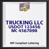 trucking company usdot mc lettering decal