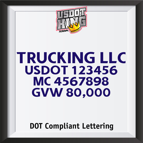 trucking company usdot mc gvw lettering decal