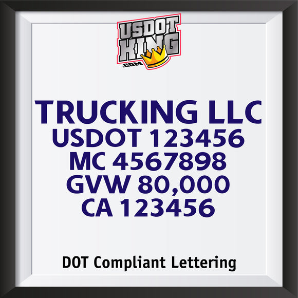 trucking company usdot mc gvw ca number decal lettering