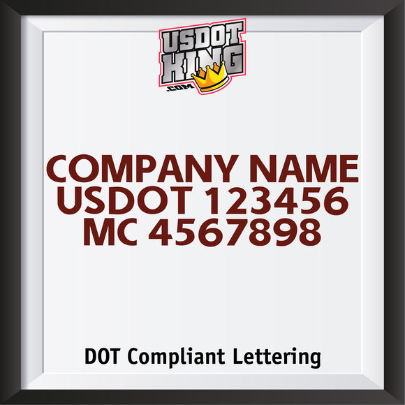 company name usdot mc lettering decal