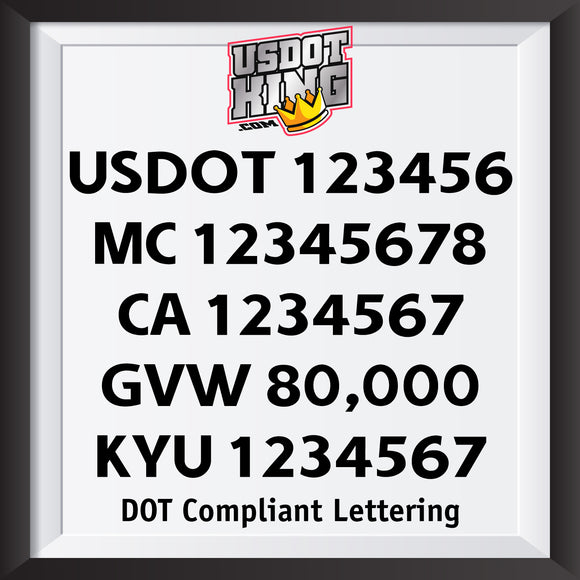 five line usdot mc ca gvw kyu line decal